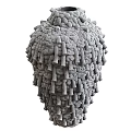 Unique Gray Textured Handcrafted Modern Artistic Vase Shaped Decorative Ornament Set