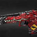 Custom Designed Gun With Red Crocodile Head Pattern Black Red Color And Yellow Logo