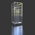 Stainless Steel Multi Tiered Grid Shelf with Wheels for Storage and 3d model
