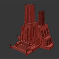Detailed Architectural Model With Tall Towers And Multi Level Stone Structure Design