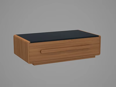 Modern Wooden Coffee Table With Black Top And Single Drawer Design 3d model