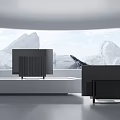 Two Modern Televisions In Minimalist Interior With Sleek Design And Large Window View