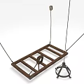 Industrial Hanging Rack Equipment With Wooden Frame Metal Hooks Chains And Support Structure