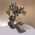 Game and Movie Character Mech Robot With Military Camouflage Design Tracked Legs and Weapon Equipment