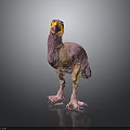 3D Vibrant Bird Character Model With Pink Yellow Plumage And Long Legs