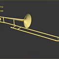 Shiny Golden Brass Trombone With Slide And Bell For Musical Performance