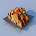Sliced Brown Bread With Raisins And Nuts On Gray Square Plate Showing Soft Texture 3d model