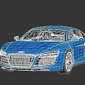 Blue Audi R8 Sports Car With Sleek Design Streamlined Body And Alloy Wheels
