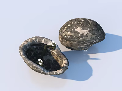 Camouflage Military Hats in Folded and Unfolded States with Camo Pattern Design 3d model