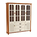 Elegant Classic Wooden Bookcase With Glass Doors Drawers And Shutter Design
