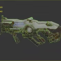 Futuristic Sci-Fi Weapon Featuring Metallic Structure Mechanical Parts And Blue Accents