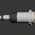 Industrial Cylindrical Metal Component With Silver Flange And Black Rubber Section
