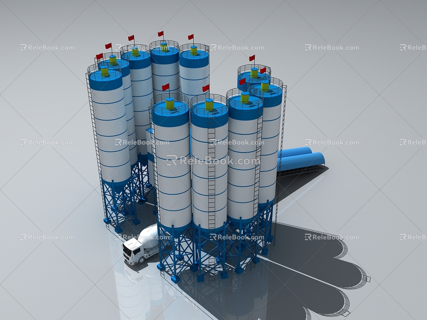 Concrete mixing plant 3d model