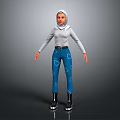 Game Film Character 3D Model With White Hoodie Blue Pants White Patterns And Black Boots