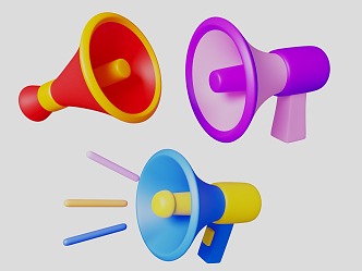 Cartoon style horn e-commerce element horn collection theme 3d model