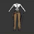 Stylish White Long Sleeve Top With Brown Pants And Decorative Belt Outfit