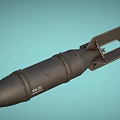 Military Bomb Weapon With Black Metal Body Tail Fin Structure And Surface Details