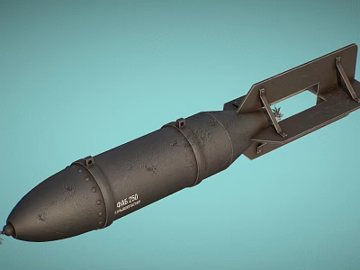 Military Bomb Weapon With Black Metal Body Tail Fin Structure And Surface Details 3d model