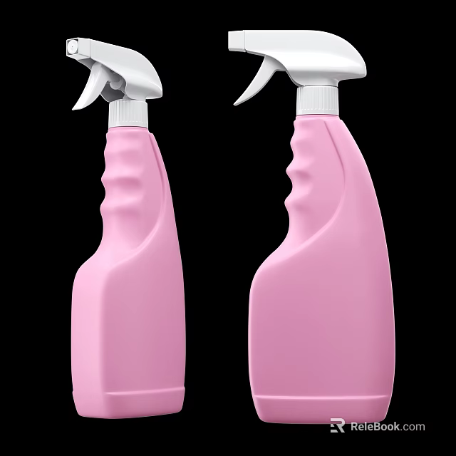 Bathroom Spray Bottles with Pink Ergonomic Design Two Pieces Cleaning Accessories 3d model 