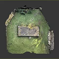 Ancient Ruined Stone Wall Landscape with Lush Green Grass and Central Stone Slab