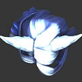 3D Fantasy Character Bust Design With White Blue Hair Wing Like Horns And Purple Eyes