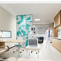 Modern Hospital Outpatient Clinic Interior Design With Medical Equipment And Doctor