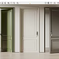 Stylish Hinged Doors in Green White Grey with Panel Design and Wooden Flooring