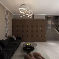 Modern Shop Front Desk With Lockers Waiting Sofa And Decorative Chandelier