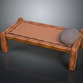 Cozy Rustic Wooden Single Bed Frame With Brown Mattress And Gray Pillow