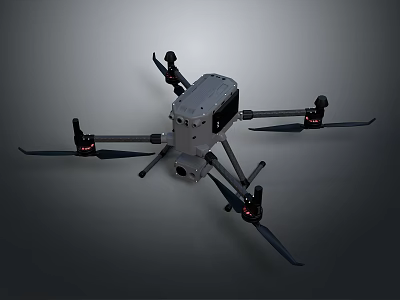 Gray Quadcopter Drone With Four Propellers Central Body And Aerial Structure 3d model