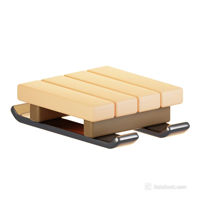 Modern Decorative Ornament Set with Beige Rectangular Pieces Brown Base and Metal Stand 3d model