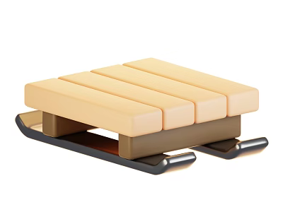 Modern Decorative Ornament Set with Beige Rectangular Pieces Brown Base and Metal Stand 3d model