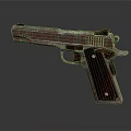 Vintage Rusted Metal Pistol With Wooden Grip And Classic Design