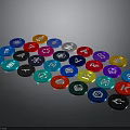 Colorful Circular Electronic Device Control Icons With Various Colors And Symbols