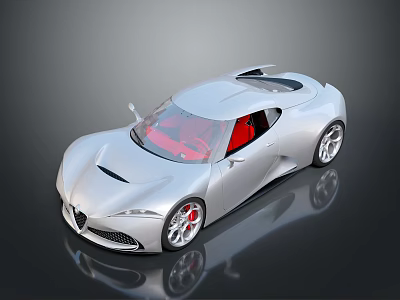 Silver Sports Car With Sleek Aerodynamic Design Red Interior Alloy Wheels And Red Brake Calipers 3d model