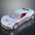 Silver Sports Car With Sleek Aerodynamic Design Red Interior Alloy Wheels And Red Brake Calipers