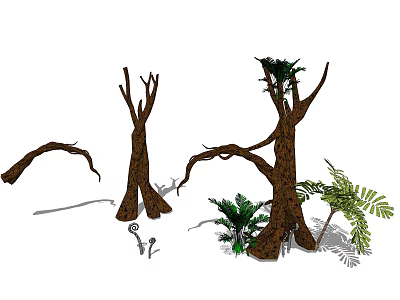Modern Dead Tree Plant Dead Trunk Vine Man 3d model