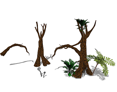 Modern Dead Tree Plant Dead Trunk Vine Man 3d model