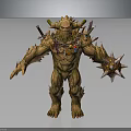 Mythical Tree Like Creature Character With Wooden Texture Horns Decorations And Spiked Weapons 3d model