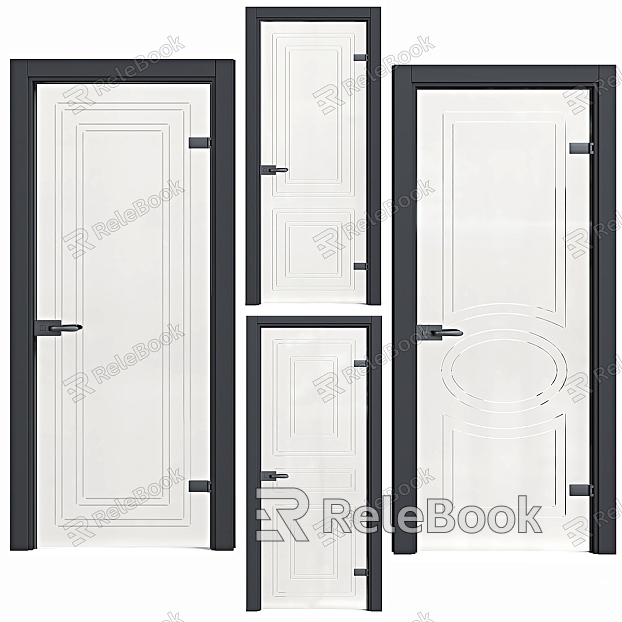 Swing door paint wooden door interior door bedroom door set door solid wood door white door flat open minimalist model