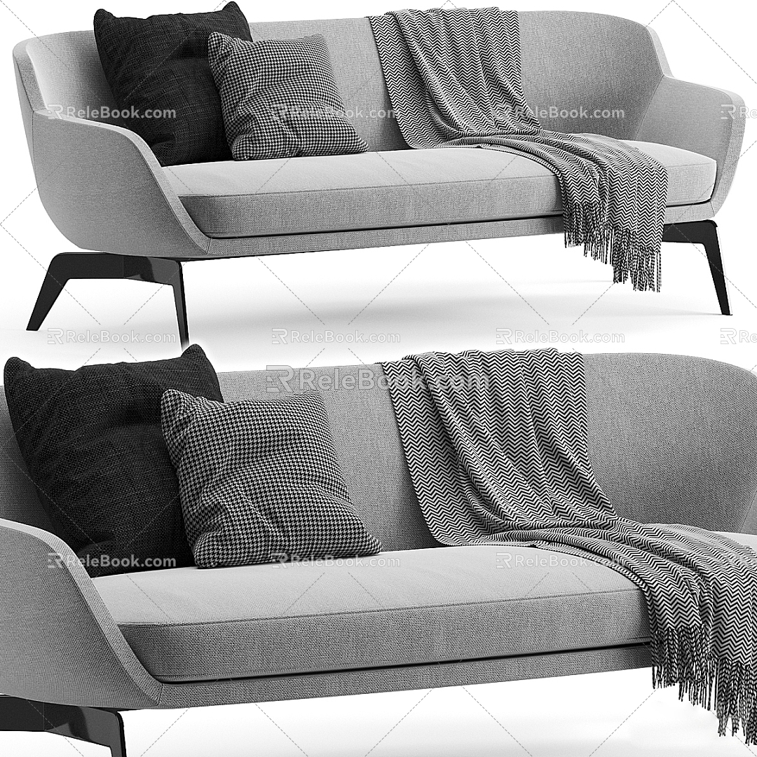 Fabric double sofa 3d model