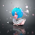Blue Haired Character With White Outfit Surrounded By Butterflies And Cherry Blossom Petals