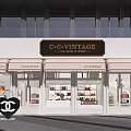 C+VINTAGE Luxury Couture Store with Chanel Logo Display Windows and Fashion Items