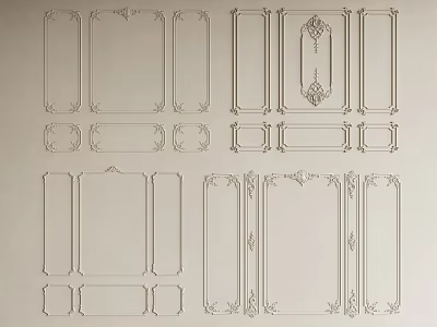 French Carved Plaster Line French Carved Background Wall Carved Line Plaster Component French Background Wall 3d model