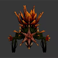 Fantasy Mythical Creature with Green Body Insect Like Legs and Orange Spiky Growths