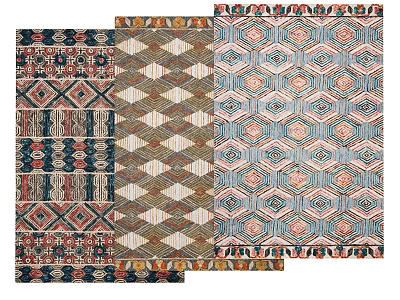 Showcasing Colorful Square Rugs With Various Geometric Patterns And Traditional Designs For Home Decoration 3d model