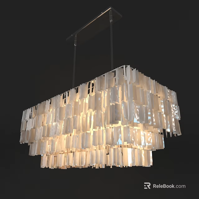 Modern Rectangular Chandelier With White Geometric Illuminated Panels For Interior Design 3d model