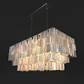 Modern Rectangular Chandelier With White Geometric Illuminated Panels For Interior Design 3d model