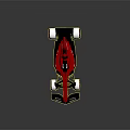 Red Formula 1 Racing Car With Shell Logo Aerodynamic Body And White Wheels
