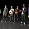 Group of Men Standing Together With Various Outfits And Different Poses On Neutral Background